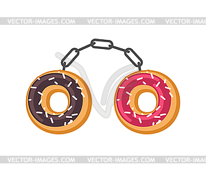 Handcuffs donuts . Cartoon police accessory. illu - vector clipart