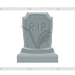 Gravestone pixel art. Tomb 8 bit. Grave Halloween. - vector clip art