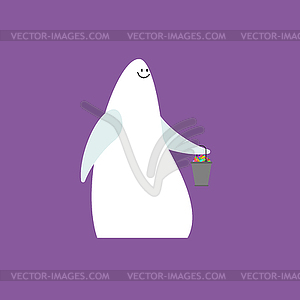 Ghost and candy. Halloween spook and sweets - vector image