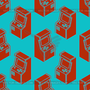 Old Arcade Machine Gaming pattern seamless. Retro - color vector clipart