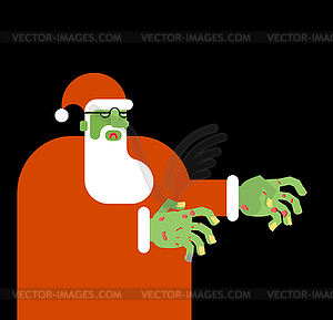 Santa Claus zombie. Christmas grandfather horror. - vector image