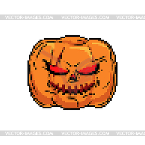 Pumpkin Halloween Pixel art. Horror symbol 8 bit - vector clip art