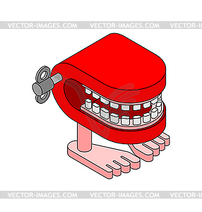 Chatter teeth toy. April Fools Day symbol. Jaw toy - vector image