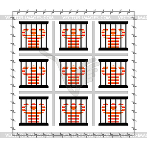 Jail symbol. Prisoner in prison. Perpetrator and - vector clip art