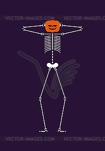 Skeleton and Pumpkin Halloween horror character. - vector clip art