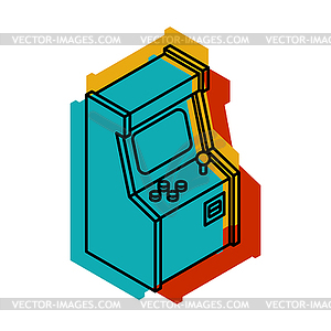 Old Arcade Machine Gaming. Retro Video Game play - vector image
