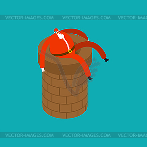 Santa Claus on chimney pipe. Christmas Holidays. Ne - vector clip art