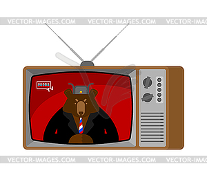 Russia tv. Russian news broadcasting journalist. - vector clip art