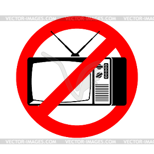 Stop old tv. Ban old news. Prohibited red road - vector image