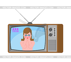 XXX новости старого телевидения. Взрослый канал. Женская трансляция - изображение в векторном формате