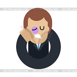 Man beating himself with fist in face. Punishment o - vector image