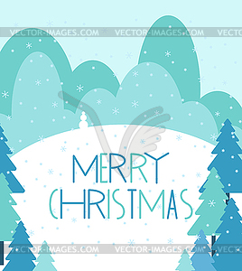 Merry Christmas greeting card. Winter landscape. - vector clipart