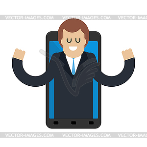 Advises client in phone. Business help service. - royalty-free vector image