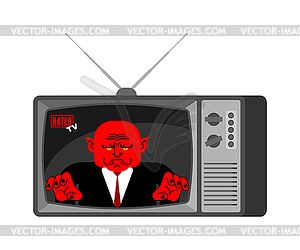 Hated news old tv. Hater Live broadcasting. Bad - vector image