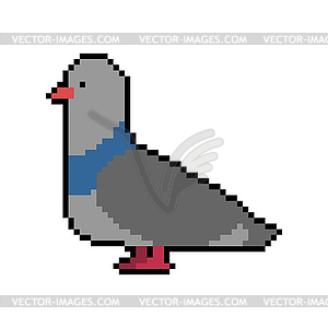 Pigeon pixel art. Голубь 8 бит - иллюстрация в векторе