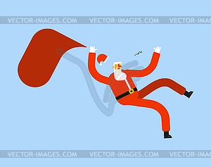 Santa slipped on ice. grandfather Slippery road in - vector image