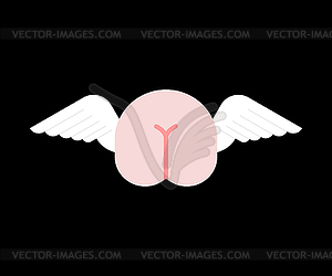 Попка с крыльями знак. символ летящей задницы - векторная иллюстрация