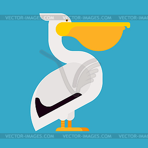 Pelican Waterfowl. Big yellow beak - vector image