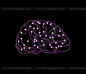 Virtual brain. Neurons and neural networks. - stock vector clipart