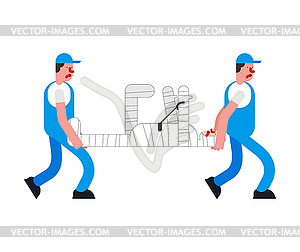 Movers and Injured man. Porters carry man in - vector image