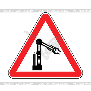 Attention Industrial robot. Caution Mechanical hand - vector clipart