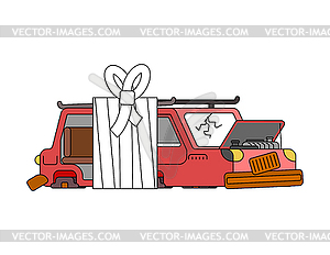 Car with bandages. Sick automobile in bandage. - vector clipart