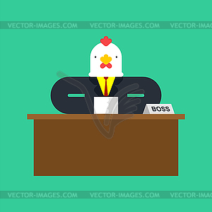 Rooster boss. Businessman rooster Chicken. Business man - vector clip art