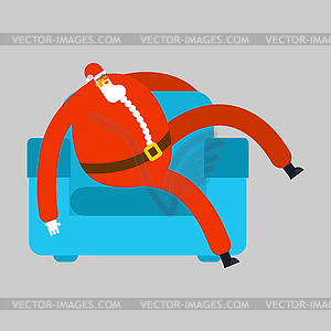 Santa on Armchair resting. Xmas grandfather relax o - vector clipart