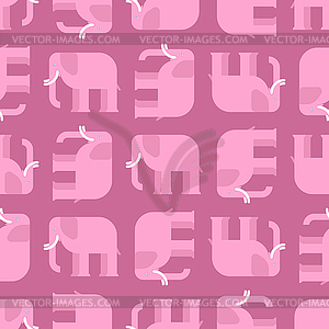 Pink elephant pattern seamless. Fantastic big anima - vector image