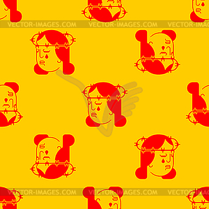 Martyr pattern seamless. Barbed wire on head. Pain - vector image