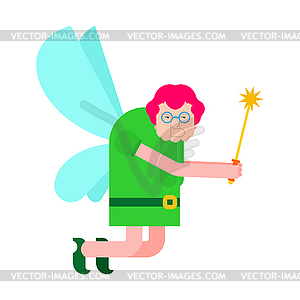 Old Fairy . Grandmother magical. Tiny creature - vector image