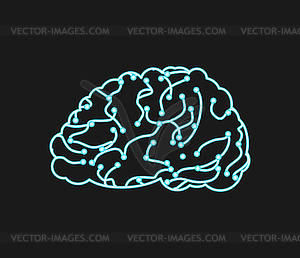 Virtual brain. Neurons and neural networks. - stock vector clipart