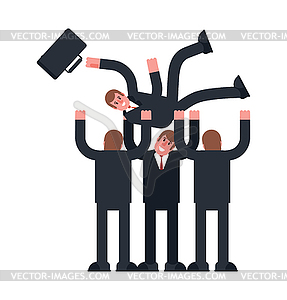 Office congratulation. Businessmen throw up - vector clip art