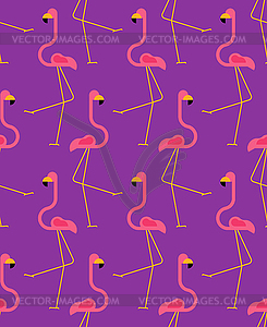 Pink flamingo pattern seamless. Bird long legs and - vector clipart