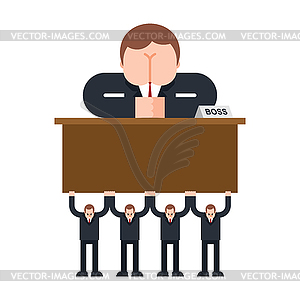 Workers carry boss. Leader concept business - vector clip art