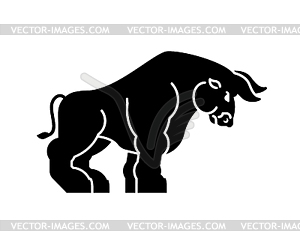 Bull black strong . Big power buffalo - vector clipart