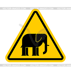 Внимание Слон. Осторожно, африканское животное. желтый - векторное графическое изображение