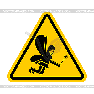 Attention Fairy. Caution Little magical woman. - vector image