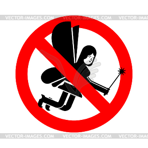 Stop Fairy. Ban Little magical girl. Red prohibitor - royalty-free vector image