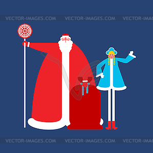 Father Frost and Snow Maiden. Ded Moroz National - vector image