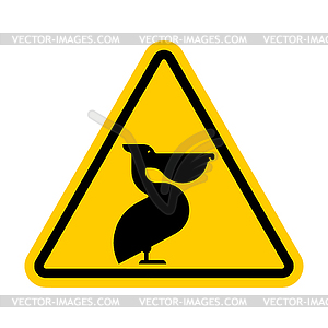 Attention Pelican. Caution Waterfowl. Yellow road - vector clip art