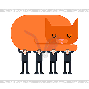 Workers carry Cat. Pet Leader concept business - vector image