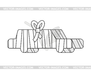 Автомобиль с бинтами. Больной автомобиль в повязке. - рисунок в векторе