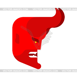 Devil with horns head. Red demon face. Horned - royalty-free vector clipart