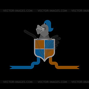 Knight Helmet Heraldic Shield. Template heraldry - vector clipart / vector image