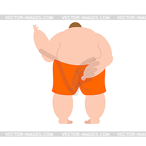 Fat man back Naked . Overweight man`s back illust - color vector clipart