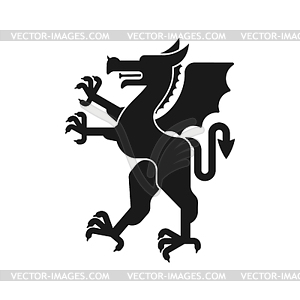 Dragon Heraldic animal silhouette. Fantastic - vector image