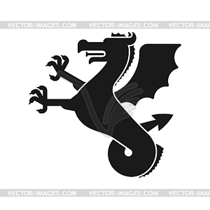 Wyvern Heraldic animal silhouette. Sea Dragon with - vector image