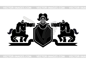 Heraldic Shield Centaur and Knight Helmet. Fantasti - vector clip art