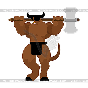 Minotaur strong. Powerful half human half bull. - royalty-free vector clipart